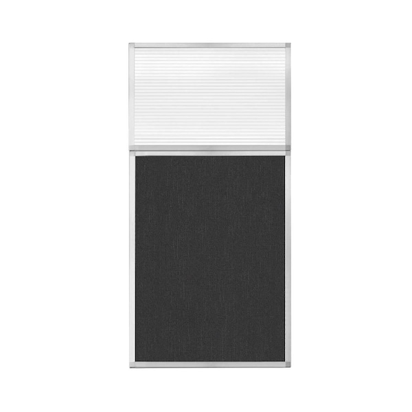 Hush Panel Configurable Cubicle Partition 3' x 6' W/ Window Black Fabric Clear Fluted Window